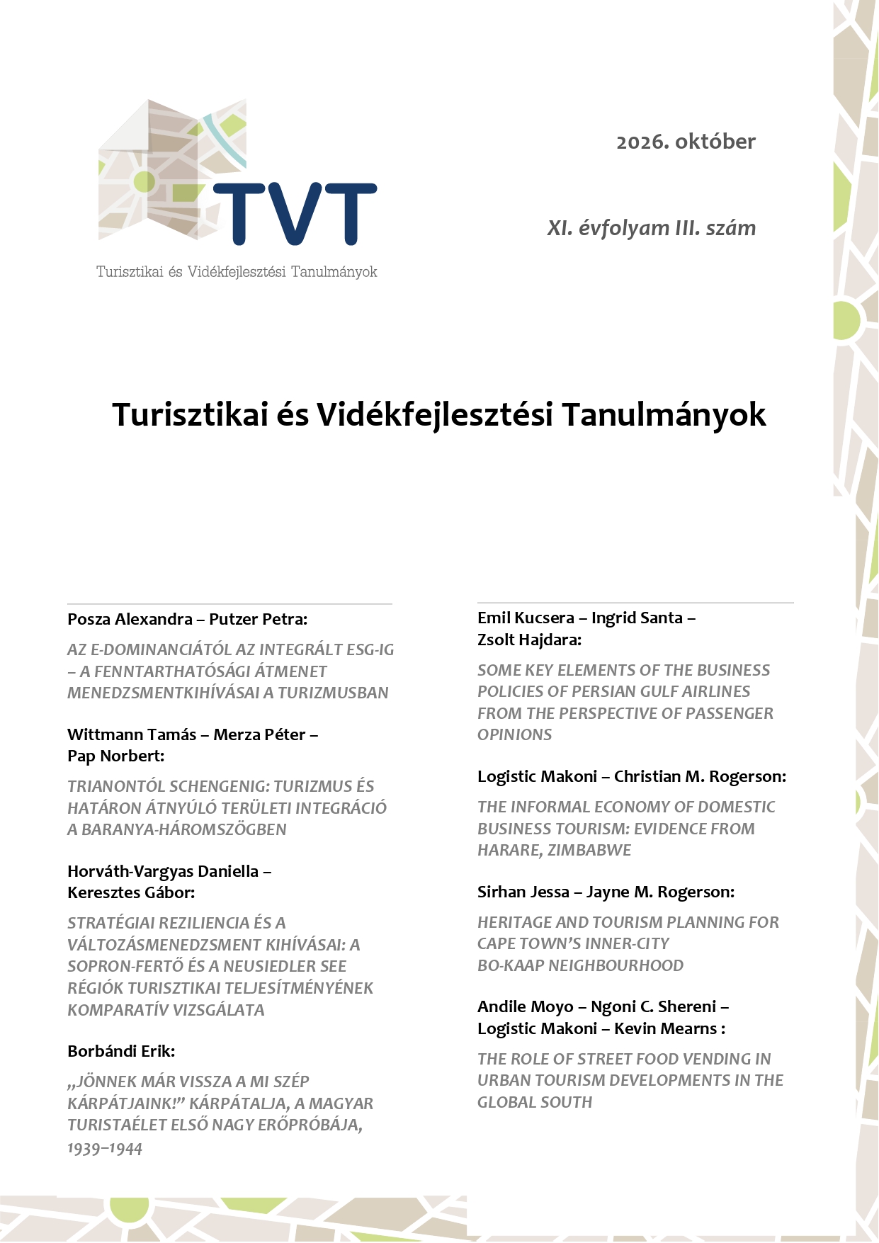 					View Vol. 11 No. 3 (2026): Tourism and Rural Development Studies
				