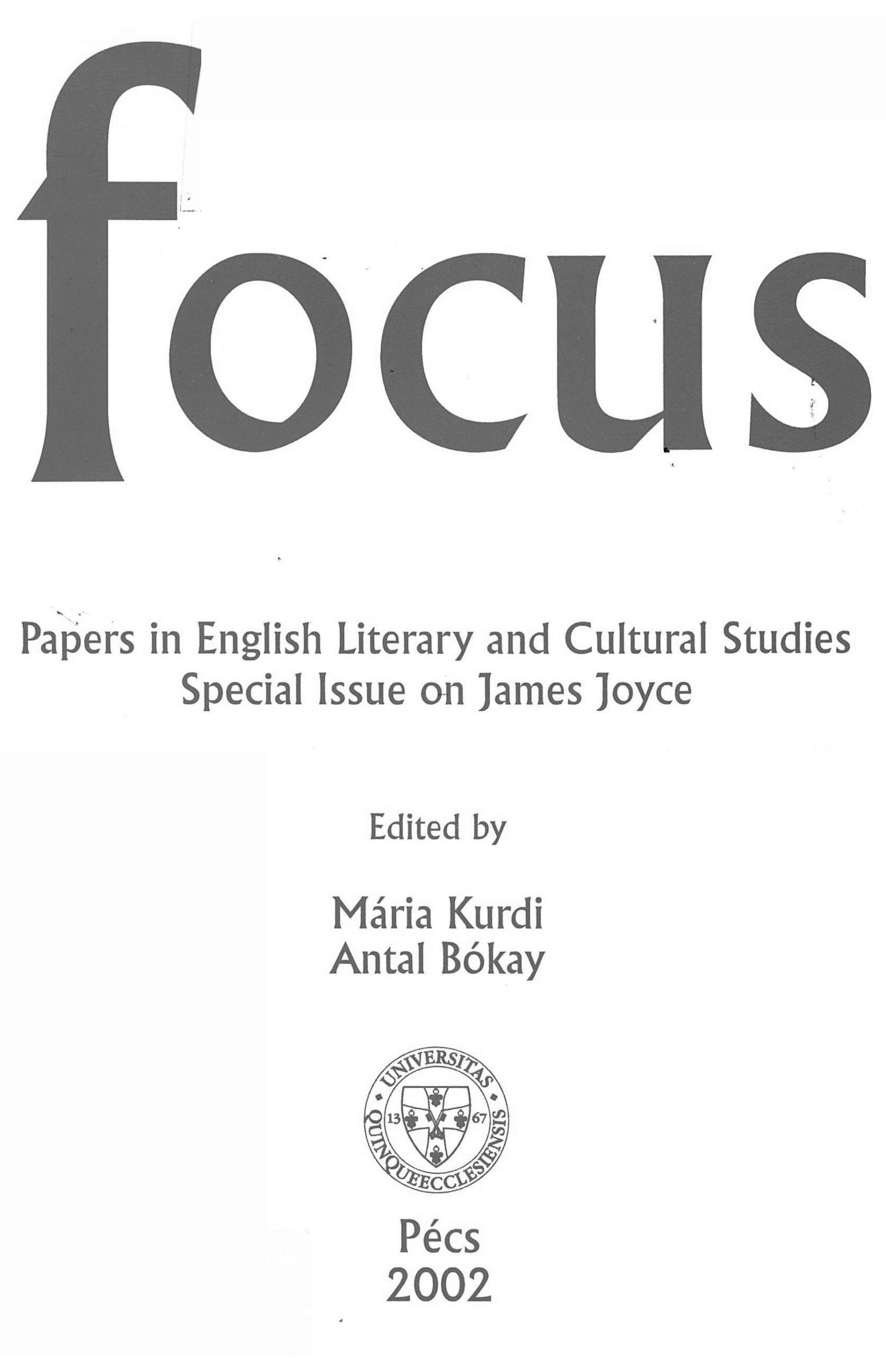 					View Vol. 3 No. 1 (2002): Papers in English Literary and Cultural Studies Special Issue on James Joyce
				