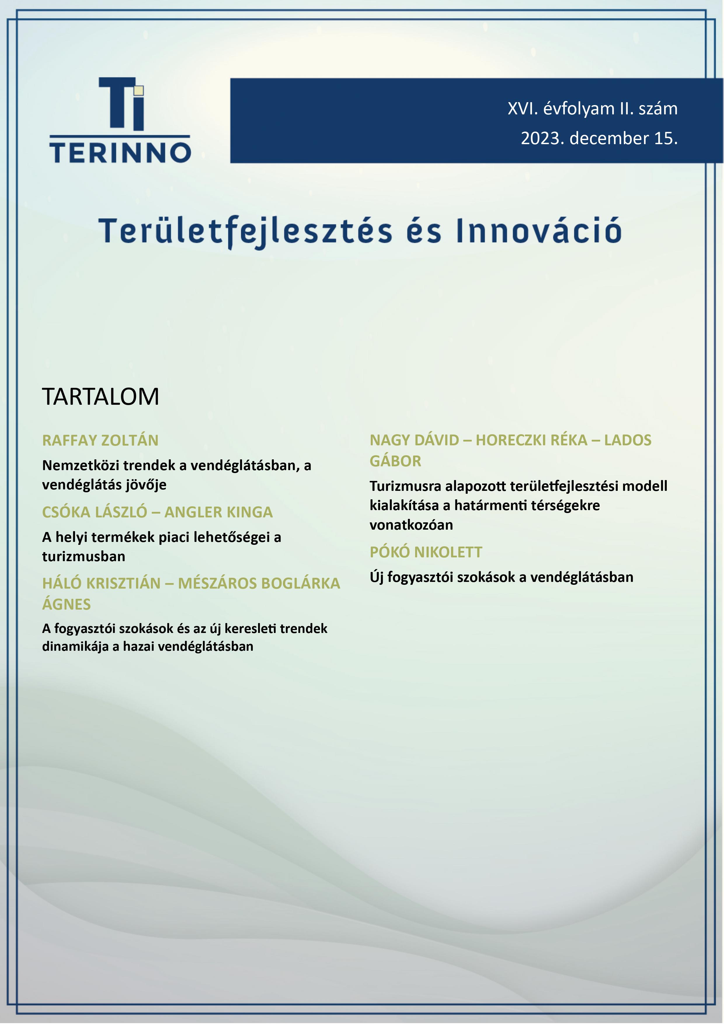 					View Évf. 16 szám 2 (2023): Területfejlesztés és Innováció
				